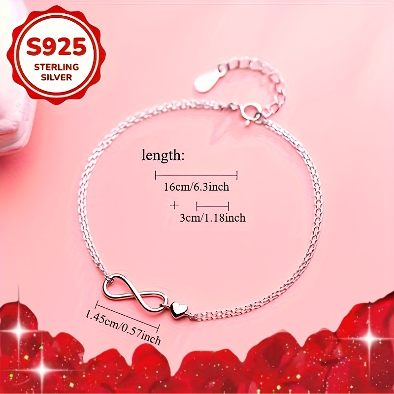 2pcs S925 Silver Infinity Symbol Bracelet Set, Eternal Love Gift
